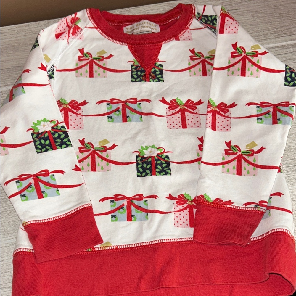 TBBC Cassidy Crewneck Festive Red and White 3T